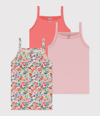 GIRL'S FLORAL COTTON TANK TOPS - 3-PACK