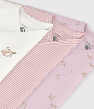 BABY SHORT-SLEEVED PRINTED ORGANIC COTTON WRAPOVER BODIES-3-PACK