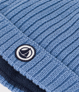 BABY GIRL'S ORGANIC COTTON KNIT HAT WITH FLEECE LINING