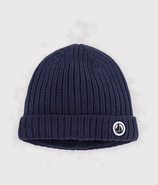 BABY GIRL'S ORGANIC COTTON KNIT HAT WITH FLEECE LINING