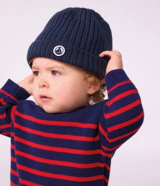 BABY GIRL'S ORGANIC COTTON KNIT HAT WITH FLEECE LINING