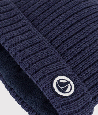 BABY GIRL'S ORGANIC COTTON KNIT HAT WITH FLEECE LINING