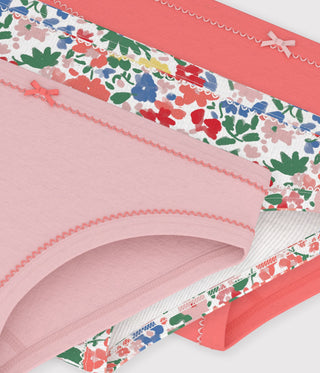 GIRL'S FLOWER-PATTERNED COTTON PANTS  - 3-PACK