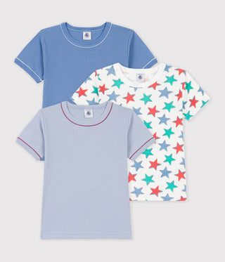 BOY'S SHORT-SLEEVED STAR-PRINT ORGANIC COTTON T-SHIRTS-3-PACK