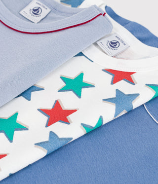 BOY'S SHORT-SLEEVED STAR-PRINT ORGANIC COTTON T-SHIRTS-3-PACK