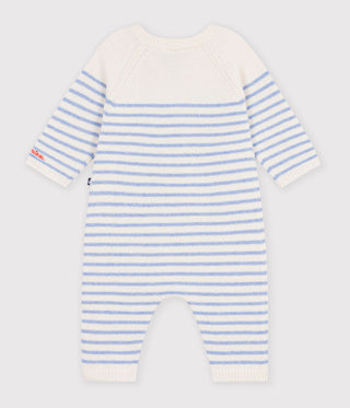 BABY UNISEX STRIPY WOOL AND COTTON KNIT PLAYSUIT