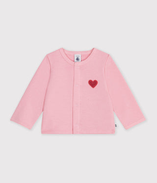 BABY GIRL'S COTTON CARDIGAN WITH HEART BADGE