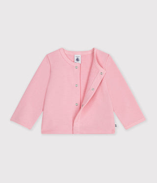 BABY GIRL'S COTTON CARDIGAN WITH HEART BADGE