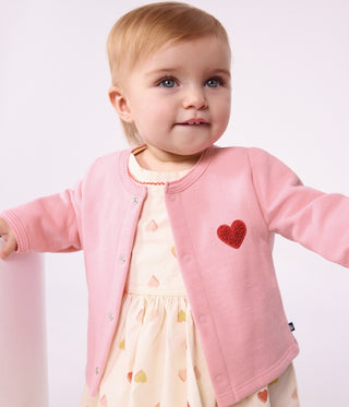 BABY GIRL'S COTTON CARDIGAN WITH HEART BADGE