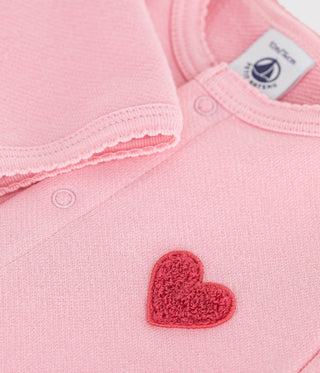 BABY GIRL'S COTTON CARDIGAN WITH HEART BADGE