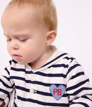 BABY GIRL'S COTTON DRESS WITH LONG SLEEVES AND BRETON STRIPES