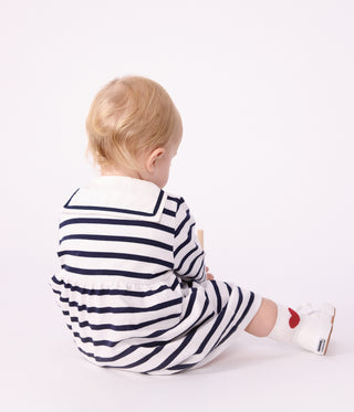 BABY GIRL'S COTTON DRESS WITH LONG SLEEVES AND BRETON STRIPES