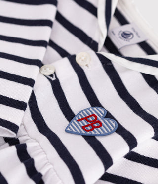 BABY GIRL'S COTTON DRESS WITH LONG SLEEVES AND BRETON STRIPES