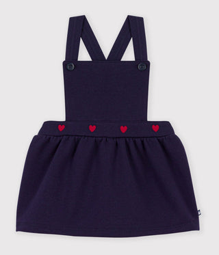 BABY GIRL'S SLEEVELESS COTTON DRESS EMBROIDERED WITH HEARTS