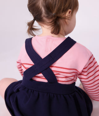BABY GIRL'S SLEEVELESS COTTON DRESS EMBROIDERED WITH HEARTS