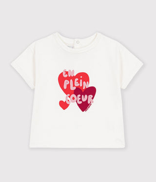 BABY GIRL'S SHORT-SLEEVED PATTERNED ORGANIC COTTON T-SHIRT
