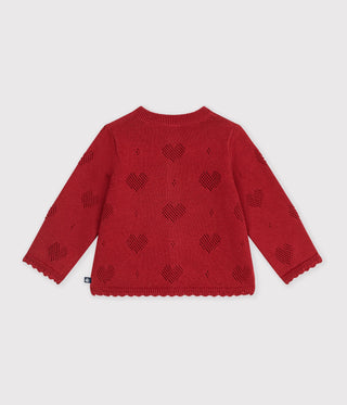 BABY GIRL'S ORGANIC COTTON CARDIGAN WITH HEART PATTERN