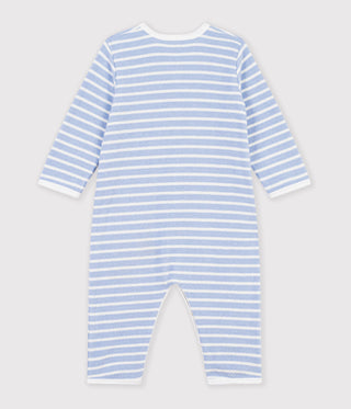 BABY UNISEX FOOTLESS STRIPY COTTON TERRY SLEEPSUIT