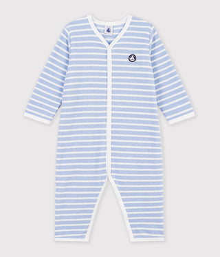 BABY UNISEX FOOTLESS STRIPY COTTON TERRY SLEEPSUIT