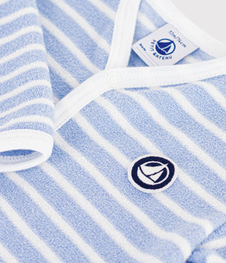 BABY UNISEX FOOTLESS STRIPY COTTON TERRY SLEEPSUIT
