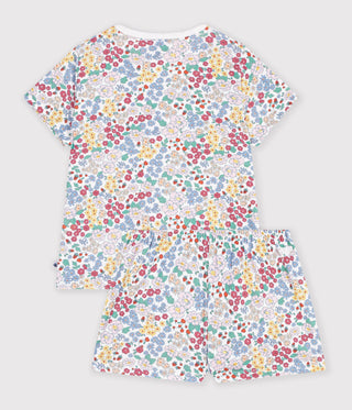 GIRL'S SHORT FLOWER-PATTERN COTTON PYJAMAS