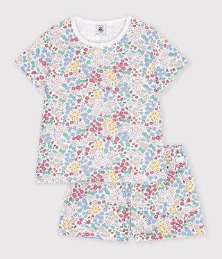 GIRL'S SHORT FLOWER-PATTERN COTTON PYJAMAS