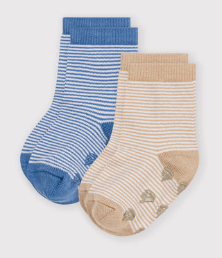BABY BOY'S COTTON SOCKS WITH SLIP-RESISTANT SOLES