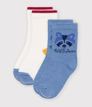 BABY BOY'S SOCKS IN COTTON WITH AN ANIMAL PRINT - 2-PACK