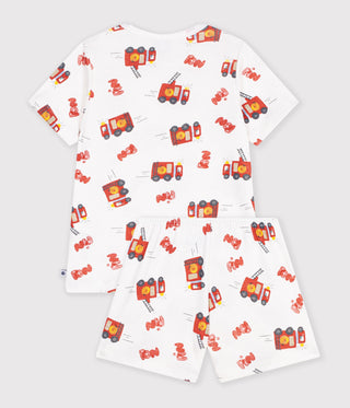 BOY'S SHORT FIREFIGHTER PRINT COTTON PYJAMAS