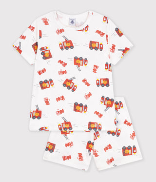 BOY'S SHORT FIREFIGHTER PRINT COTTON PYJAMAS