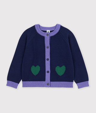 GIRL'S WOOL AND COTTON CARDIGAN