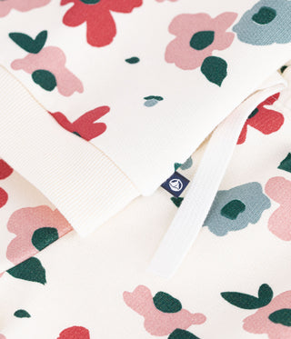 BABY GIRL'S SWEATSHIRT AND TROUSERS SET IN COTTON WITH A FLOWER PRINT.
