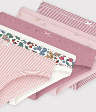GIRL'S FLOWER-PATTERNED COTTON PANTS - 5-PACK