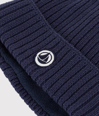 GIRL'S ORGANIC POLAR FLEECE-LINED KNITTED BEANIE HAT