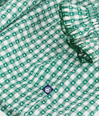 GIRL'S LONG-SLEEVED ORGANIC COTTON POPLIN GINGHAM DRESS