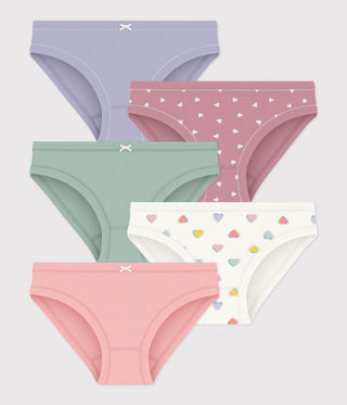 GIRL'S COTTON PANTS WITH HEARTS - 5-PACK