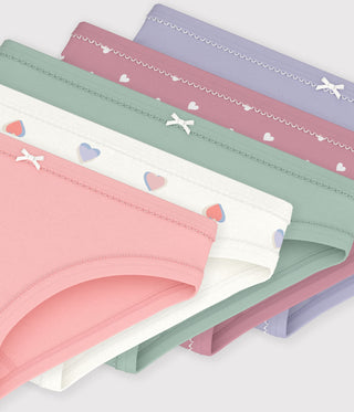 GIRL'S COTTON PANTS WITH HEARTS - 5-PACK