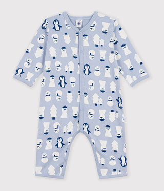BABY UNISEX FOOTLESS SNOWMAN PRINT COTTON PYJAMAS