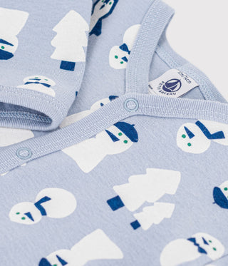 BABY UNISEX FOOTLESS SNOWMAN PRINT COTTON PYJAMAS