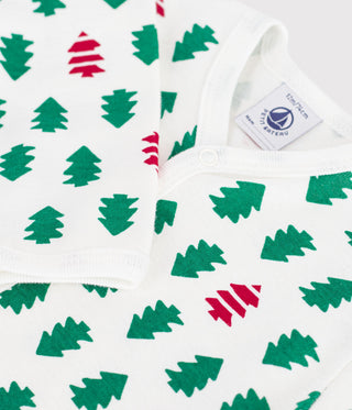 BABY UNISEX FOOTLESS FIR TREE PRINT COTTON PYJAMA SUIT