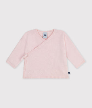 BABY GIRL'S WOOL AND COTTON KNIT WRAPOVER TOP