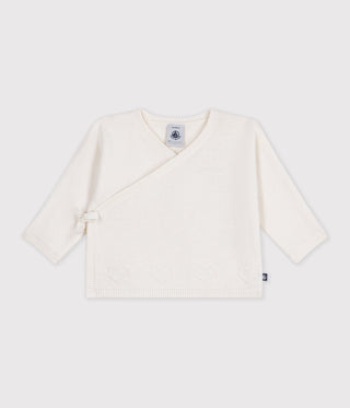 BABY UNISEX WOOL AND COTTON KNIT WRAPOVER TOP