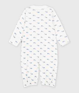 BABY UNISEX WHALE-PRINT ORGANIC COTTON SLEEPING BAG / SLEEPSUIT 2-IN-1