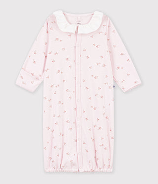 BABY GIRL'S FLORAL-PRINT COTTON JUMPSUIT/SLEEPING BAG WITH A COLLAR