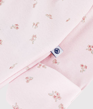 BABY GIRL'S FLORAL-PRINT COTTON JUMPSUIT/SLEEPING BAG WITH A COLLAR