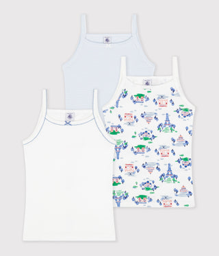 GIRL'S PARIS PRINT COTTON TANK TOPS - 3-PACK