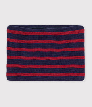 BOY'S STRIPY ORGANIC FLEECE-LINED KNITTED SNOOD