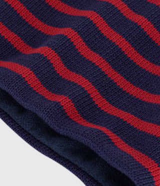BOY'S STRIPY ORGANIC FLEECE-LINED KNITTED SNOOD