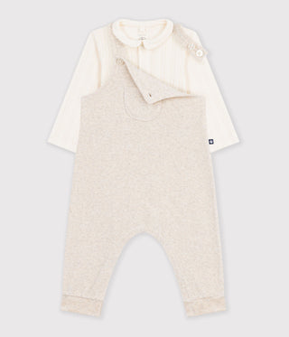 BABY UNISEX DUNGAREES AND BODY SET IN ORGANIC COTTON WITH A COLLAR