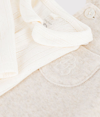 BABY UNISEX DUNGAREES AND BODY SET IN ORGANIC COTTON WITH A COLLAR